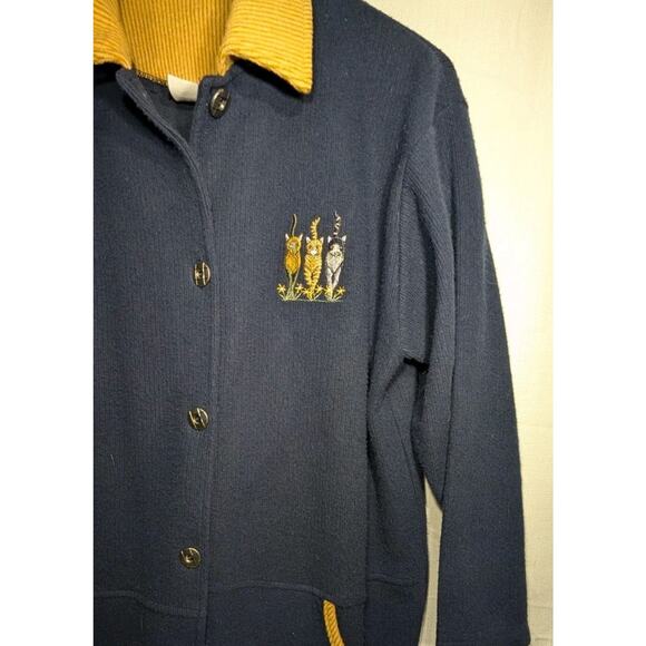 Nader Fashions Womens Button Up Cardigan Shacket L Cats Kittens Crazy Cat Lady - Picture 2 of 6